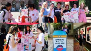 Collage of images on campus from previous National Voter Registration Day events