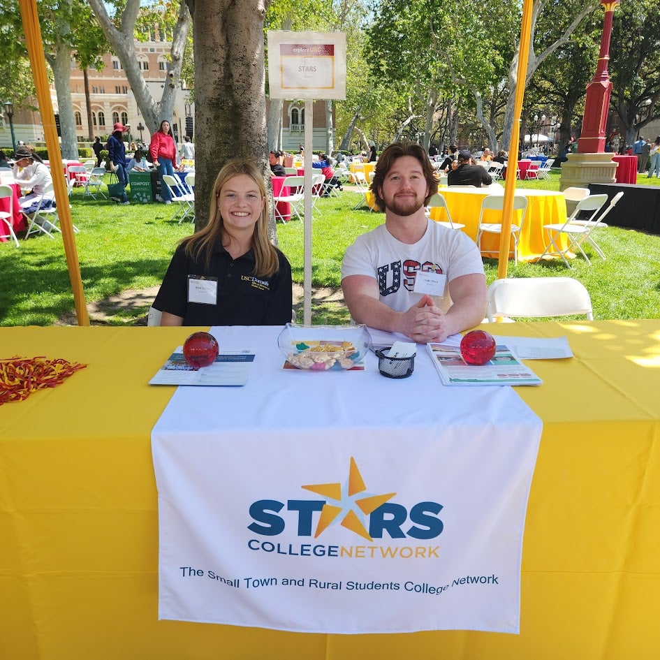 Bella Childre and Isaac Black at USC STARS booth