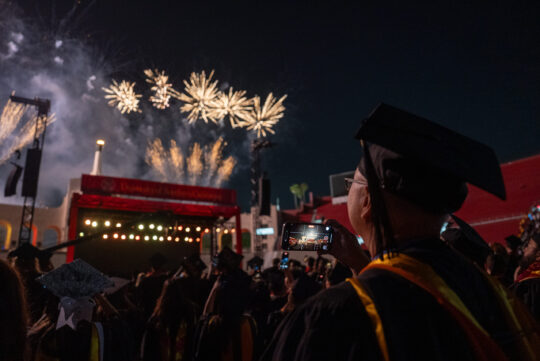 USC graduates watch fireworks