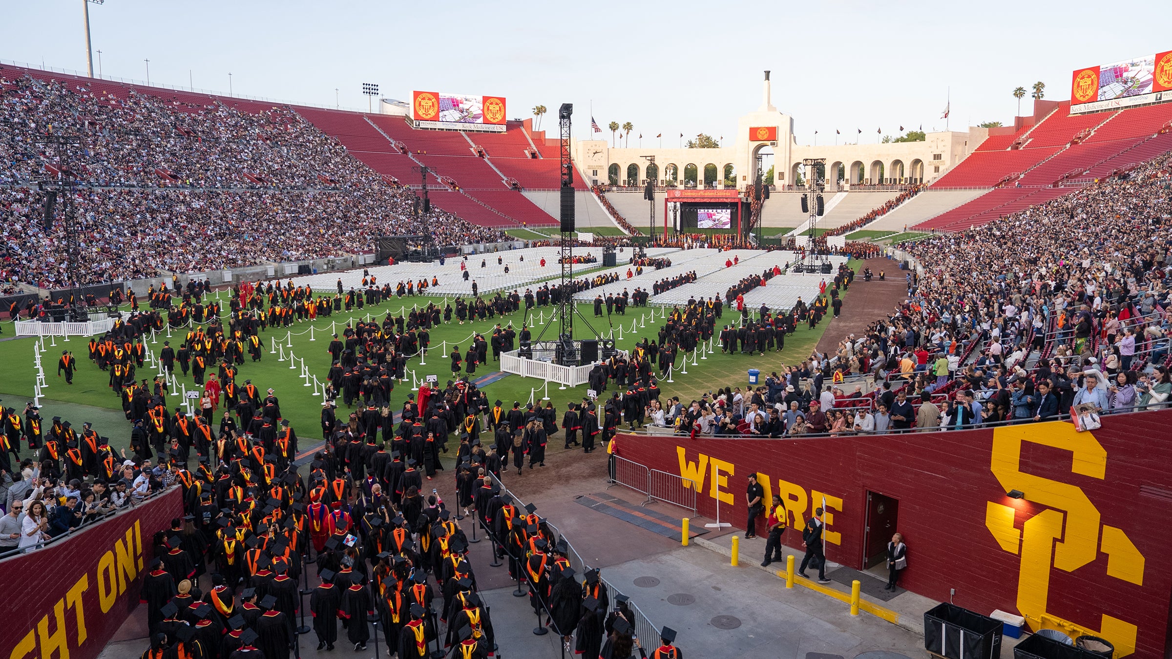 USC 2025 commencement: procession into the Coliseum