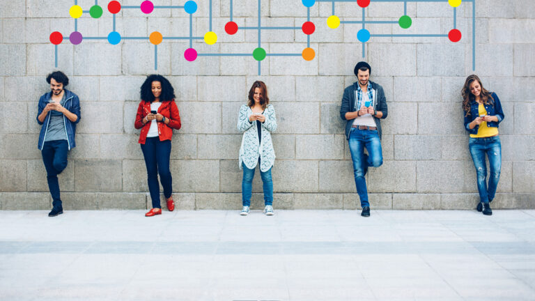 People on their cellphones