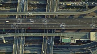 Photo illustration of cars on highways