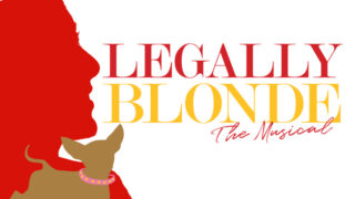 Graphic for Legally Blonde: The Musical featuring a woman’s silhouette and a small dog.